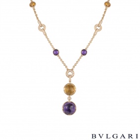 Bvlgari Rose Gold Parentesi Diamond And Multi-Gem Necklace